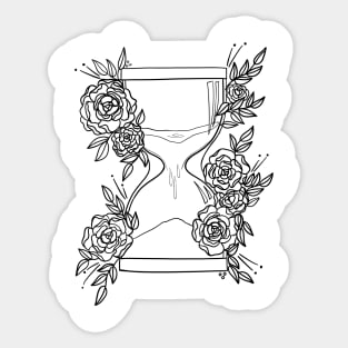 Hourglass and roses black Sticker